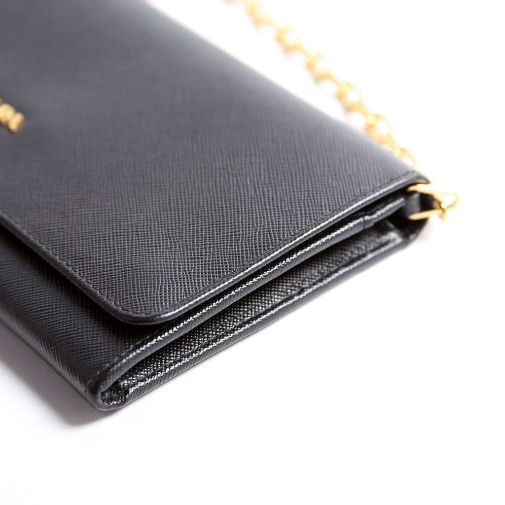 Saffiano Lux Mini Chain Bag Black