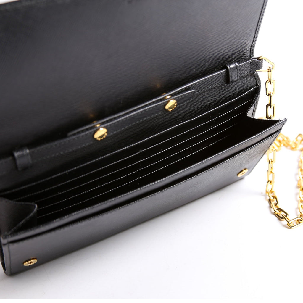 Saffiano Lux Mini Chain Bag Black