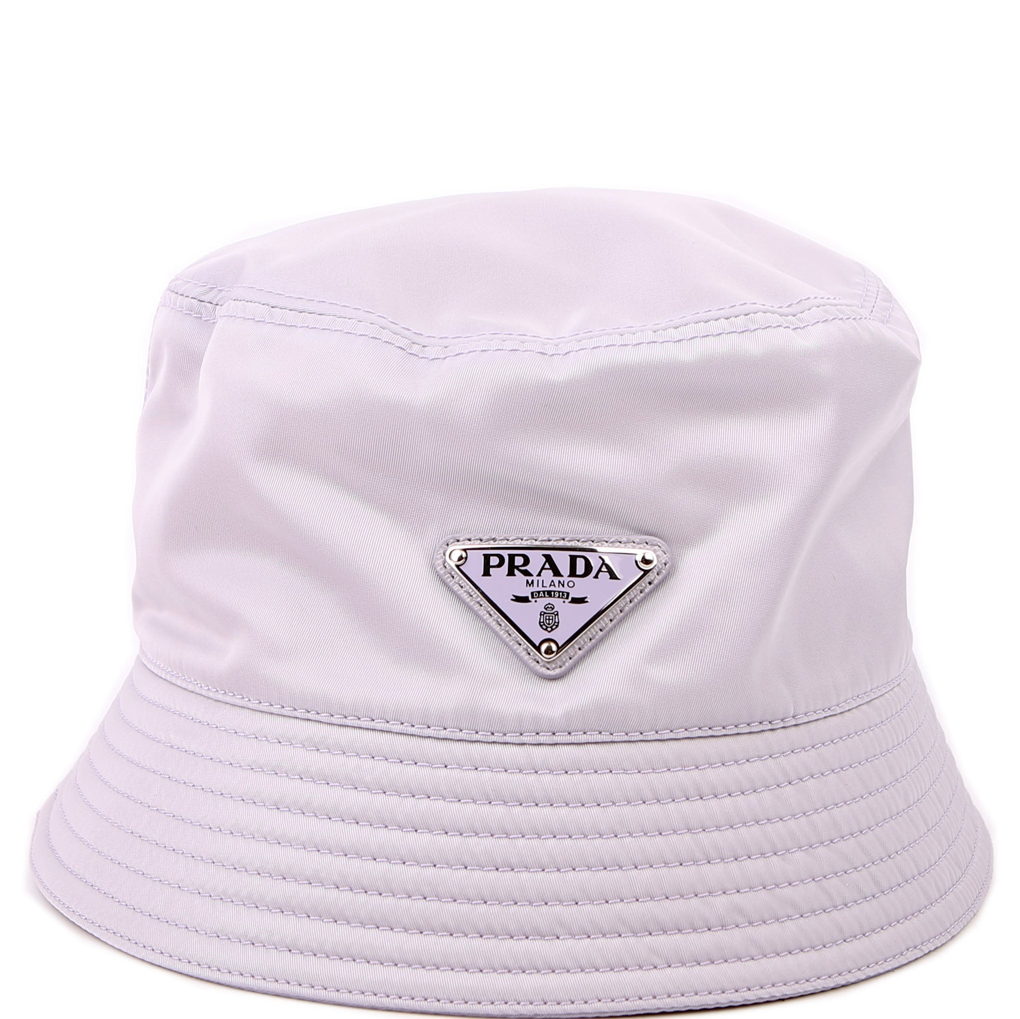 Prada Re-Nylon Triangle Logo Bucket Hat Size Medium Purple
