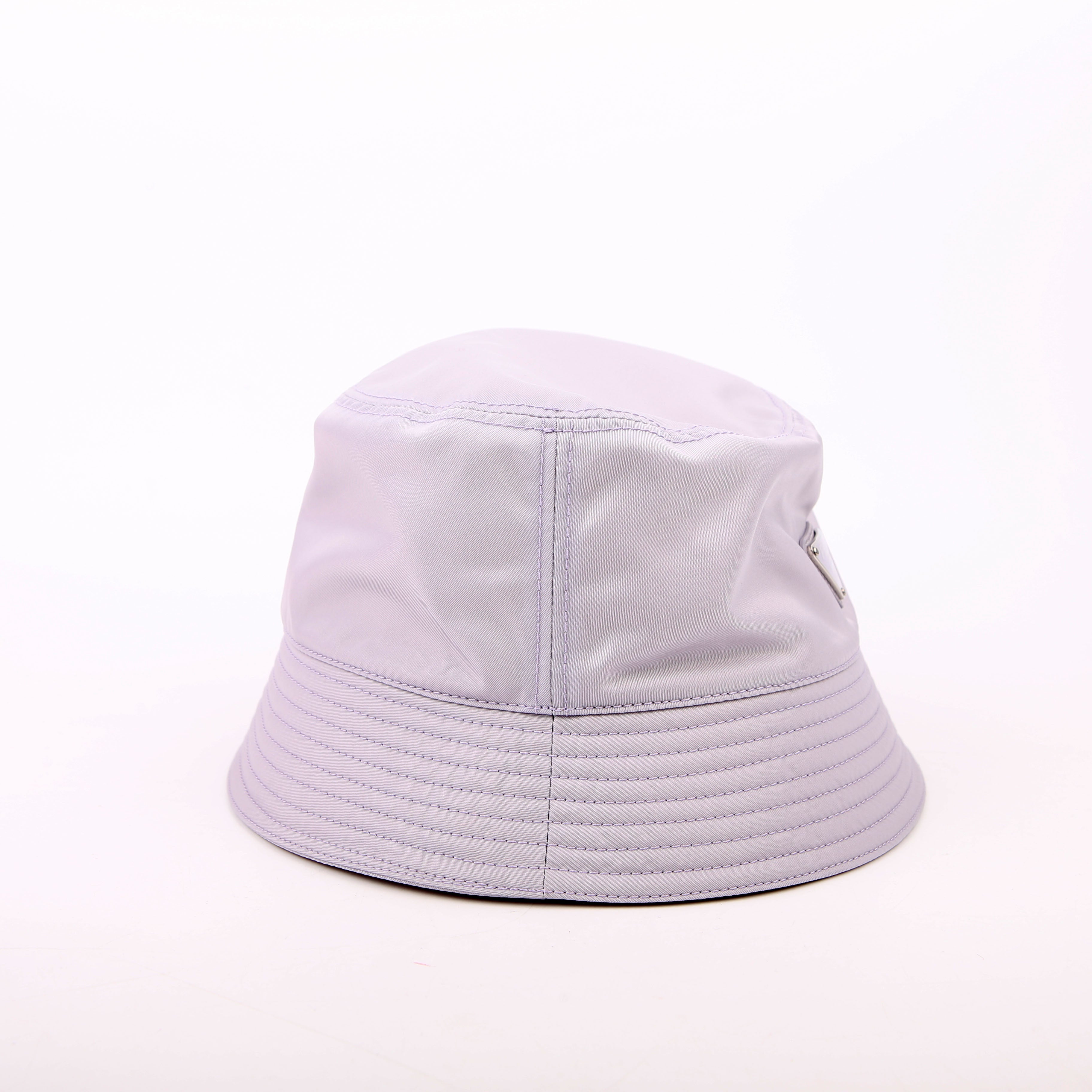 Prada Re-Nylon Triangle Logo Bucket Hat Size Medium Purple