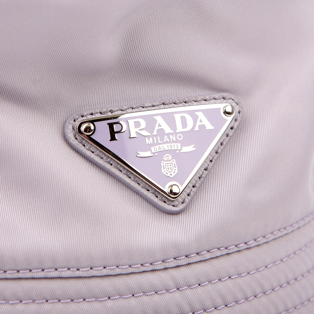 Prada Re-Nylon Triangle Logo Bucket Hat Size Medium Purple