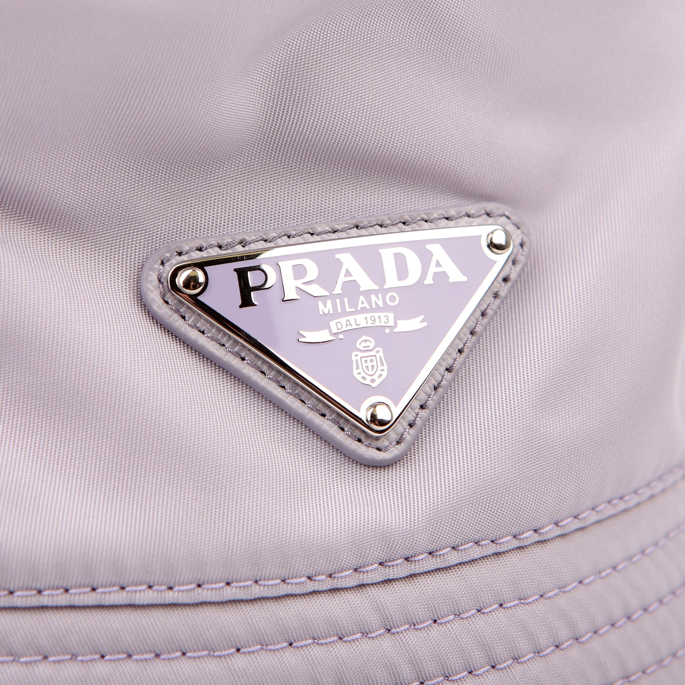 Prada Re-Nylon Triangle Logo Bucket Hat Size Medium Purple