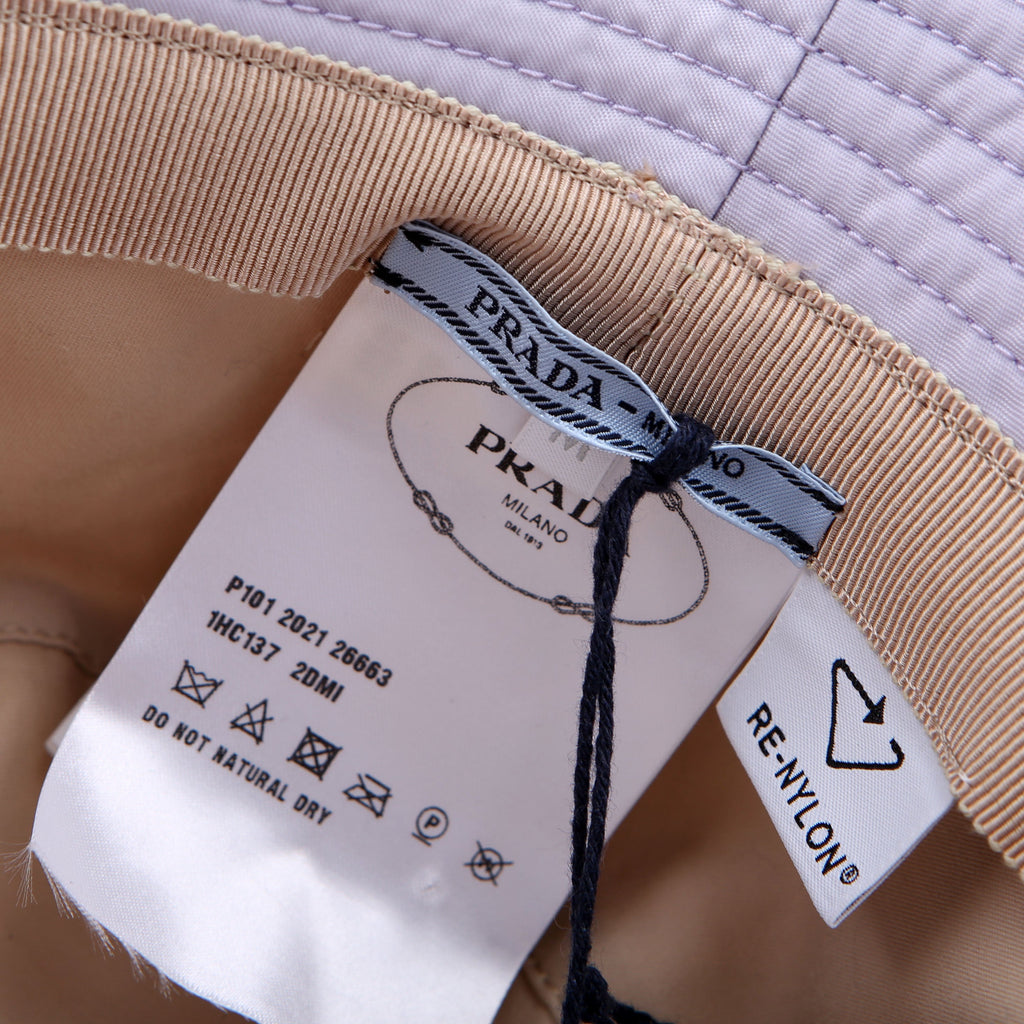 Prada Re-Nylon Triangle Logo Bucket Hat Size Medium Purple