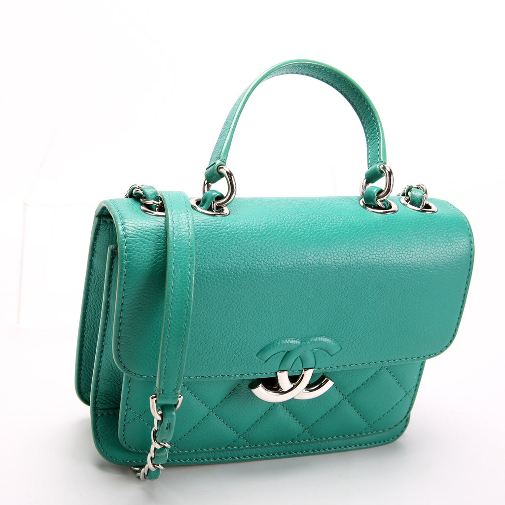 CC Box Flap Small Quilted Caviar 23M Green
