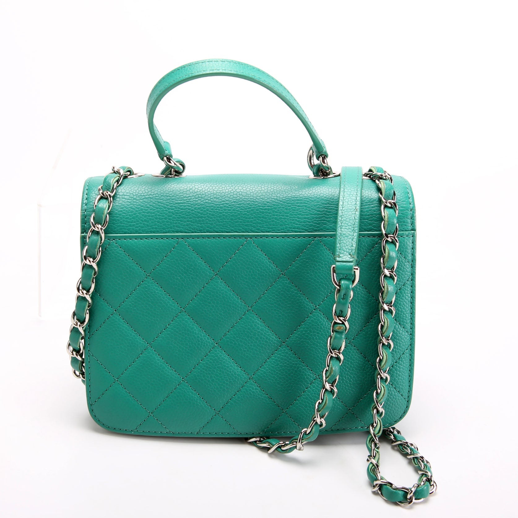 CC Box Flap Small Quilted Caviar 23M Green