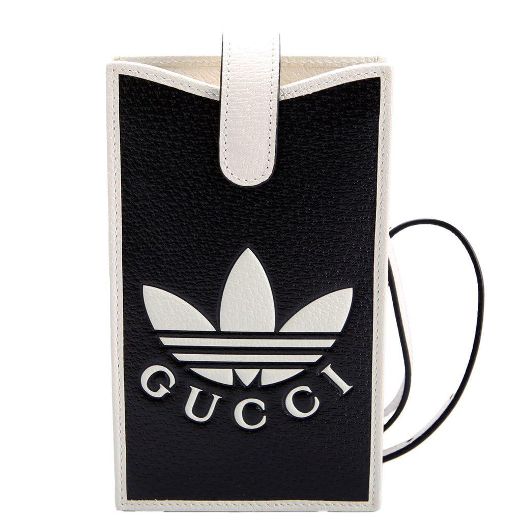 Gucci 702203 X Adidas Leather Phone Case Black/White
