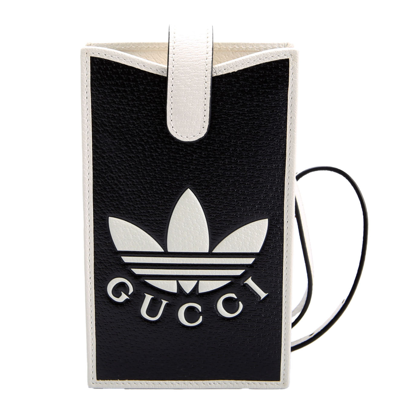 Gucci 702203 X Adidas Leather Phone Case Black/White