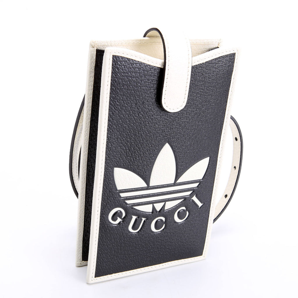 Gucci 702203 X Adidas Leather Phone Case Black/White