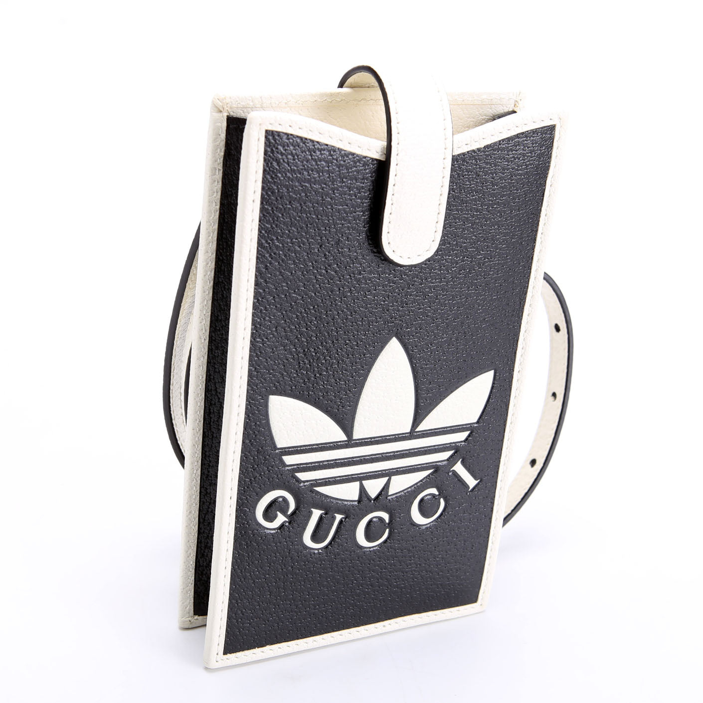 Gucci 702203 X Adidas Leather Phone Case Black/White