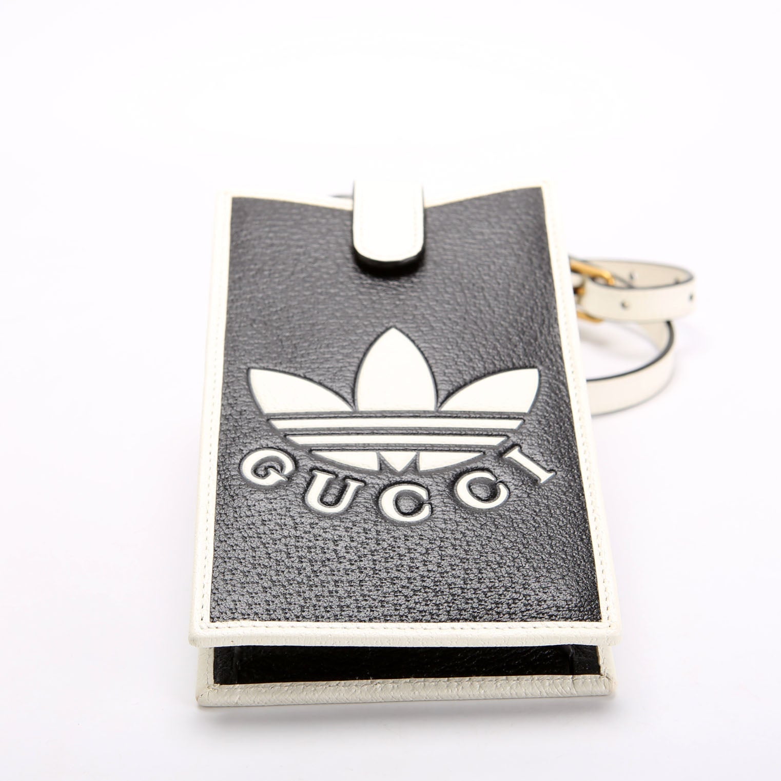 Gucci 702203 X Adidas Leather Phone Case Black/White