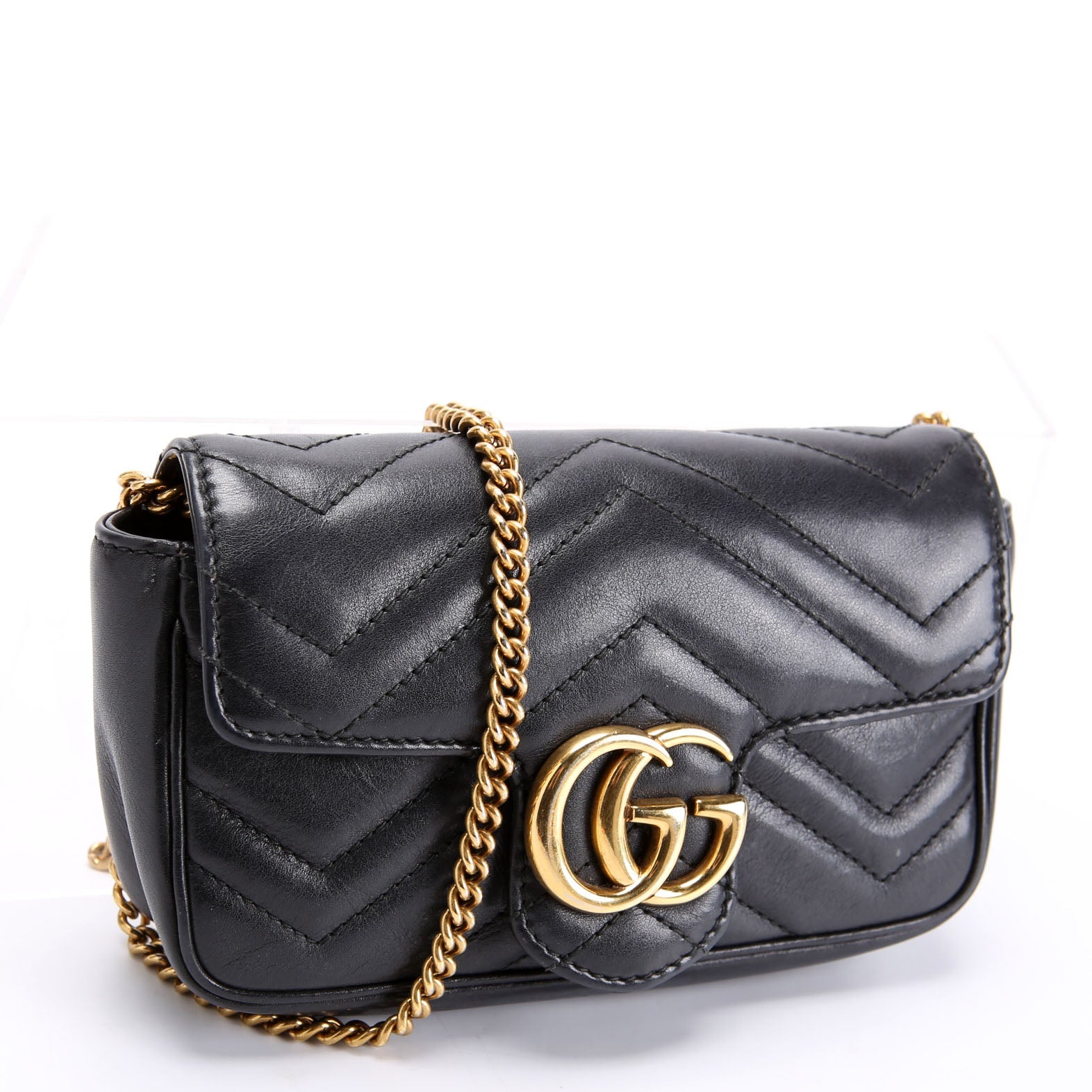 476433 Marmont Leather Super Mini Flap Black