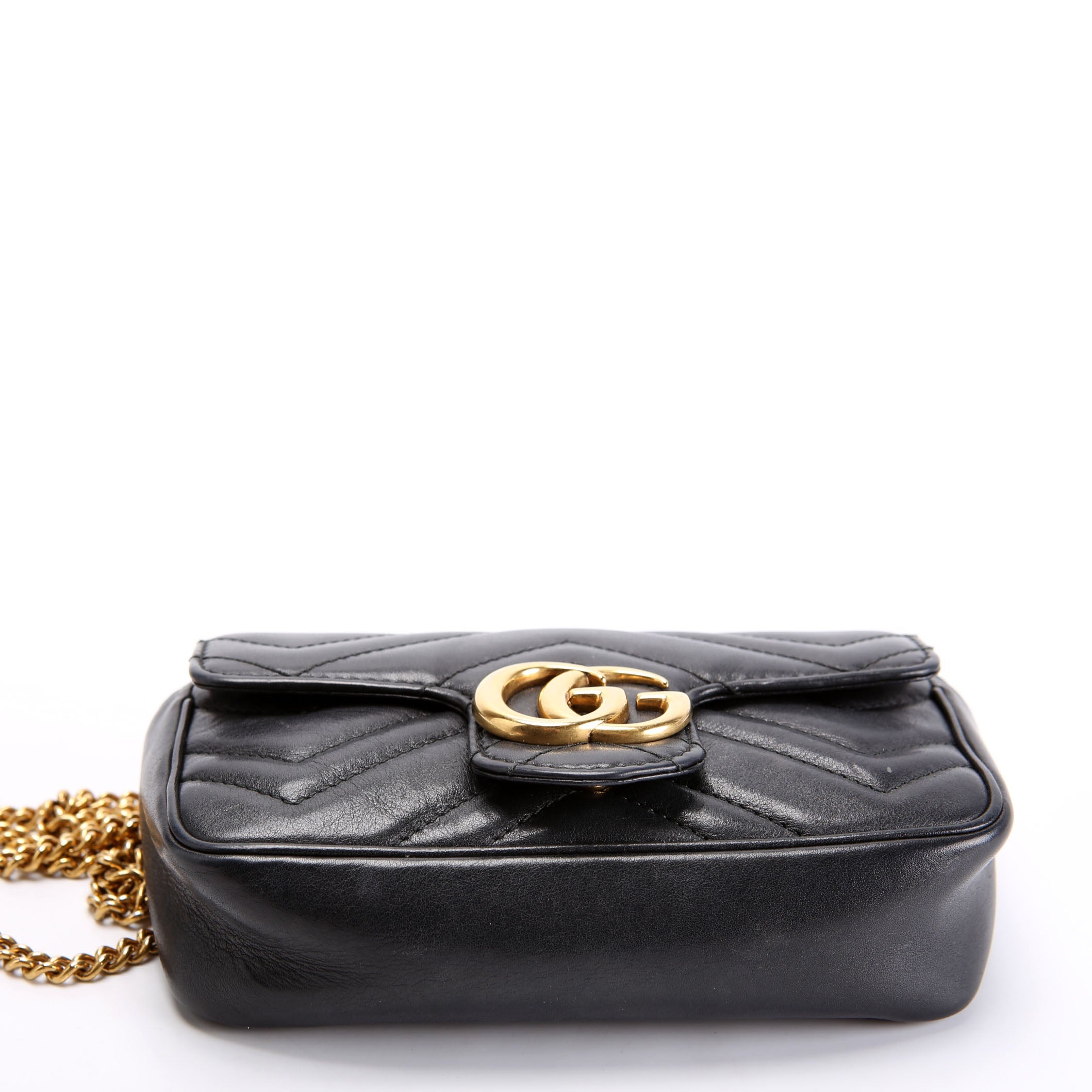 476433 Marmont Leather Super Mini Flap Black