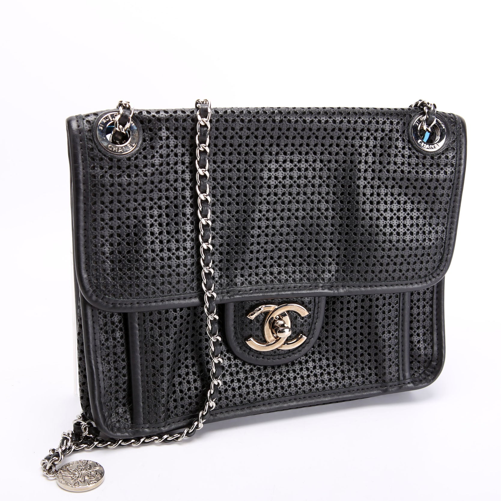 Dubai Up In The Air Small Flap Perforated Lambskin 20M Black