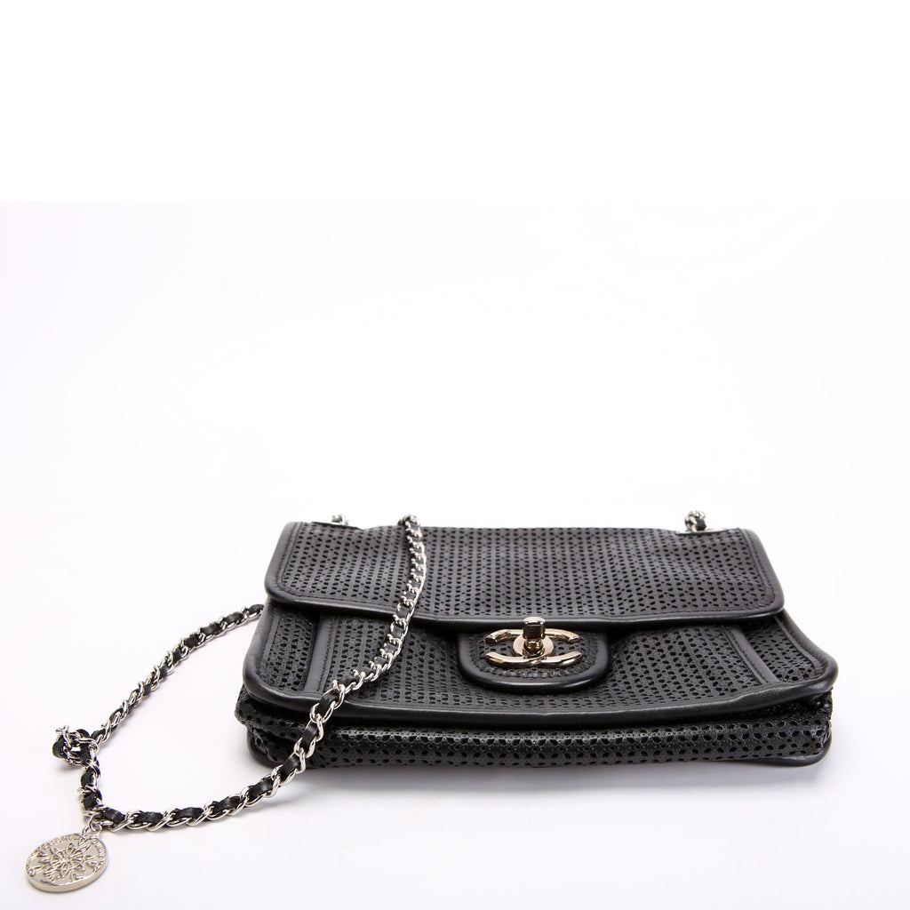 Dubai Up In The Air Small Flap Perforated Lambskin 20M Black