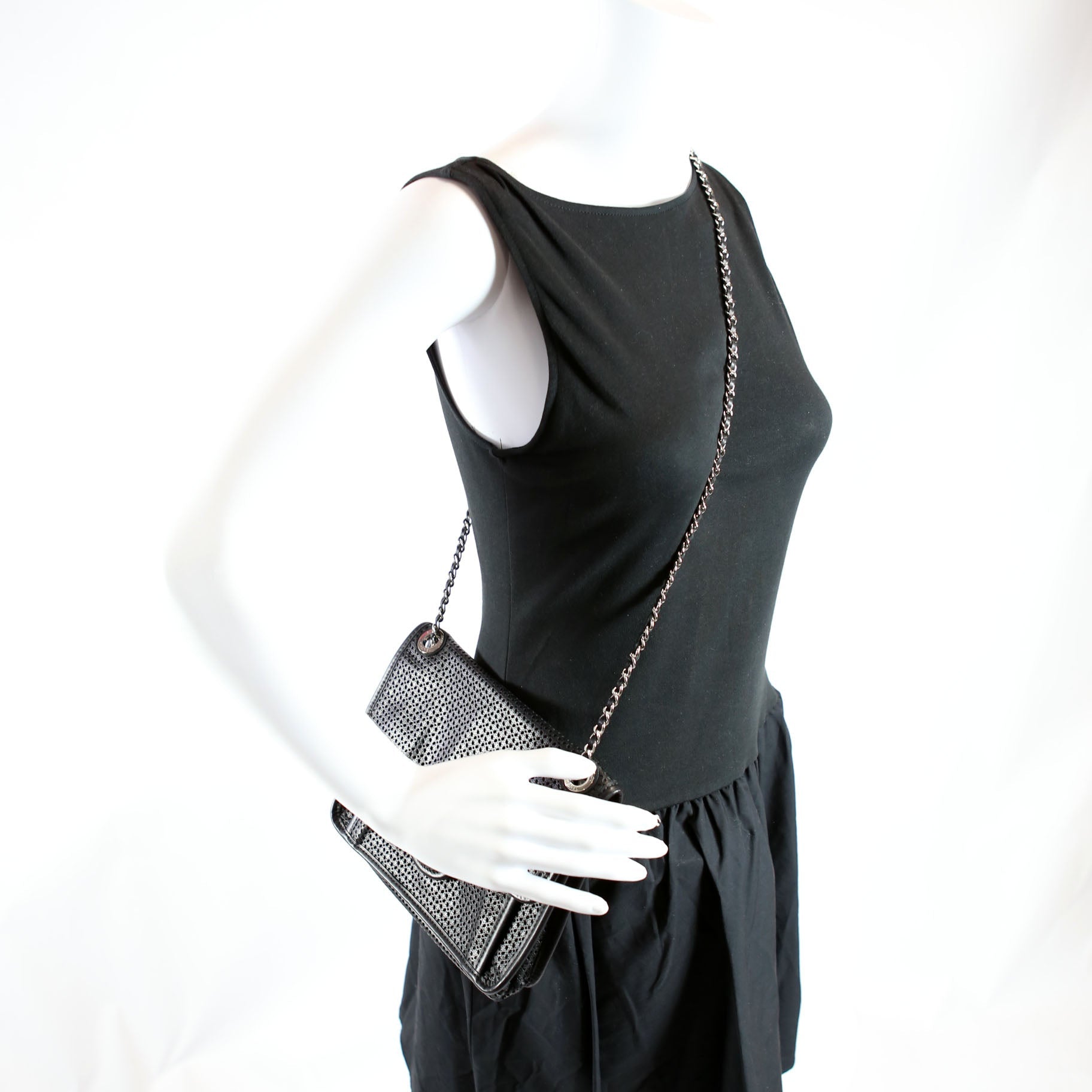Dubai Up In The Air Small Flap Perforated Lambskin 20M Black