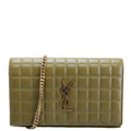 SAINT LAURENT Cassandra Chain Wallet Quilted Lambskin 743346 Green