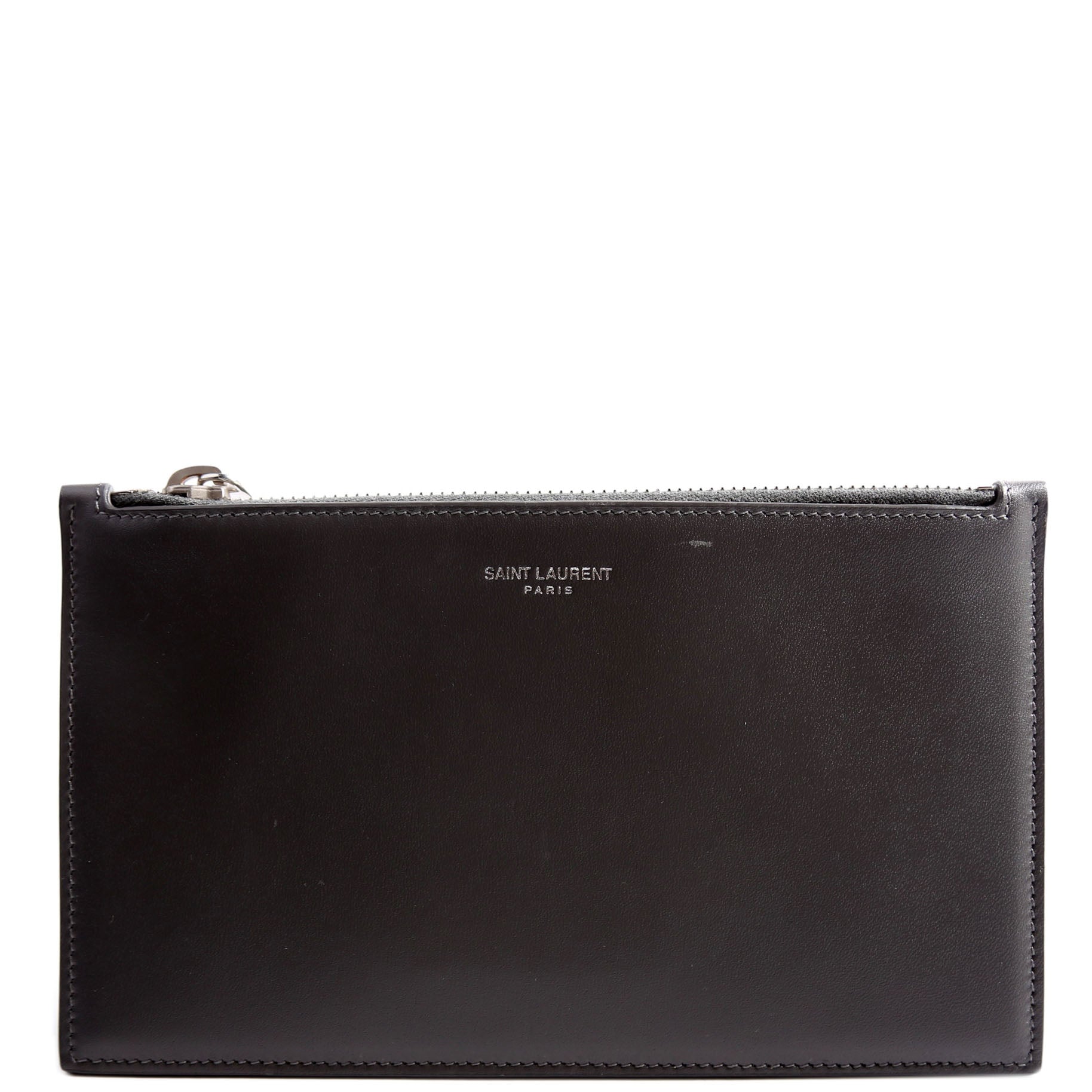 635097 Calfskin Pouch Small Gray