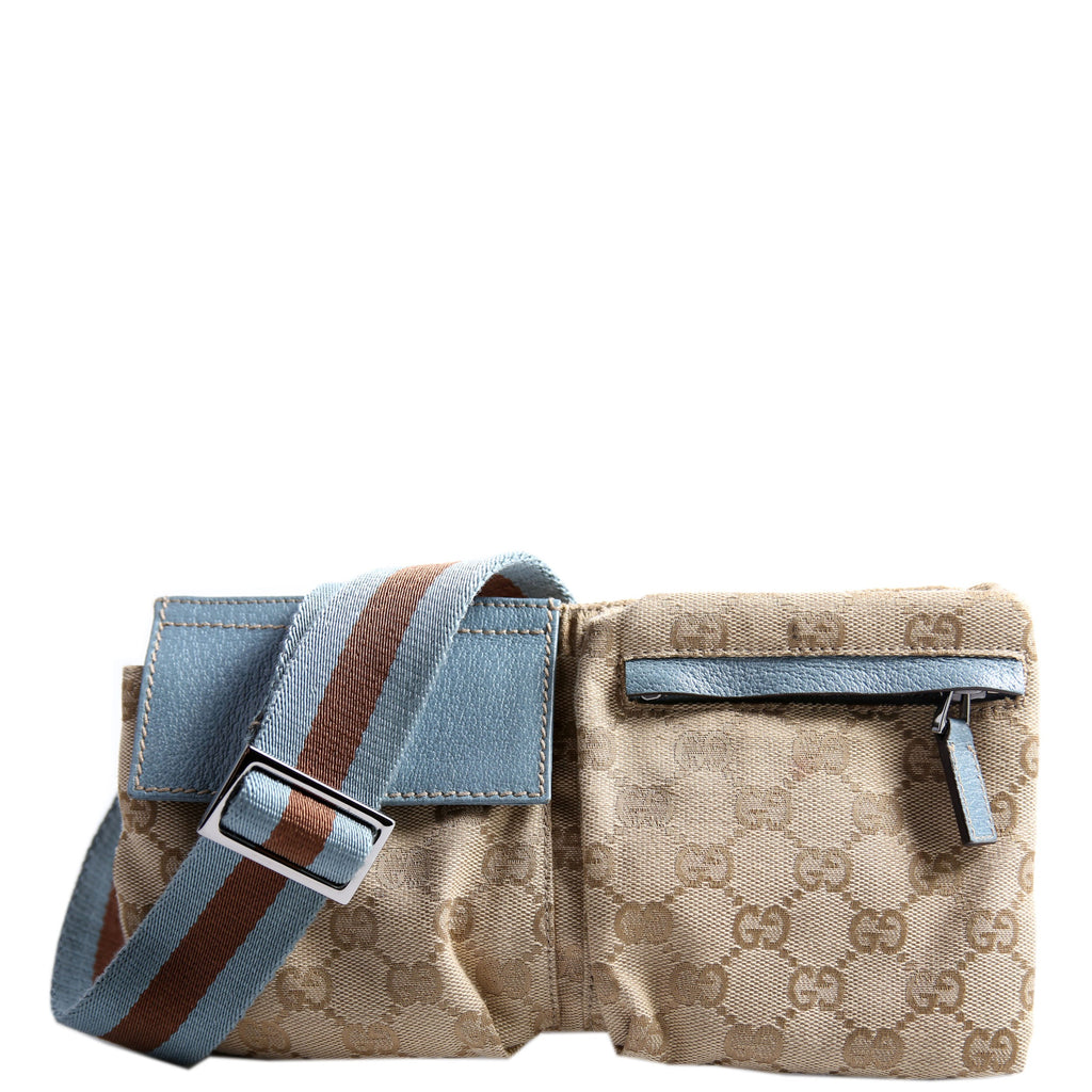 162962 GG Canvas Mini Waist Bag Beige/Blue