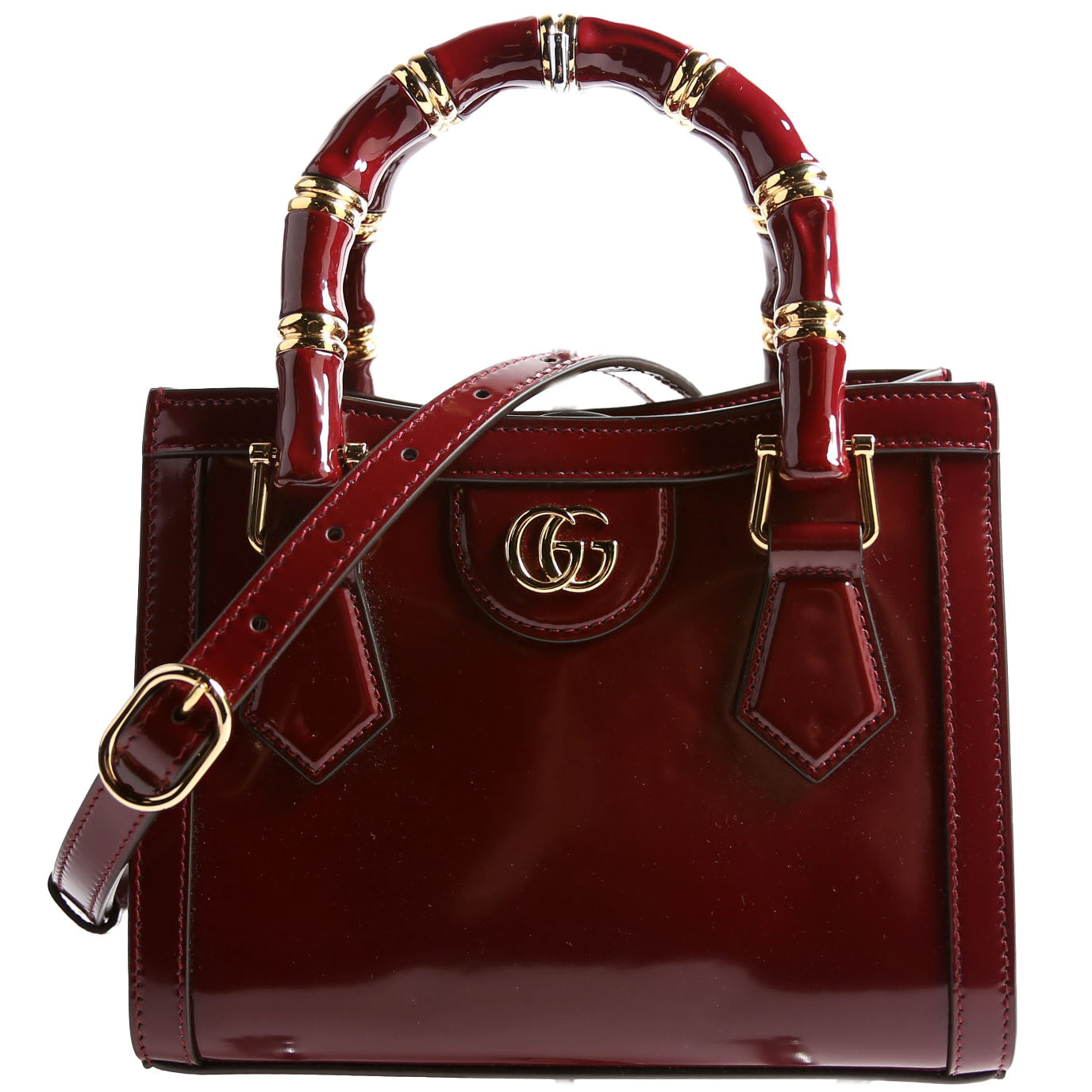 832936 Diana Mini Tote Patent Burgundy/Gold