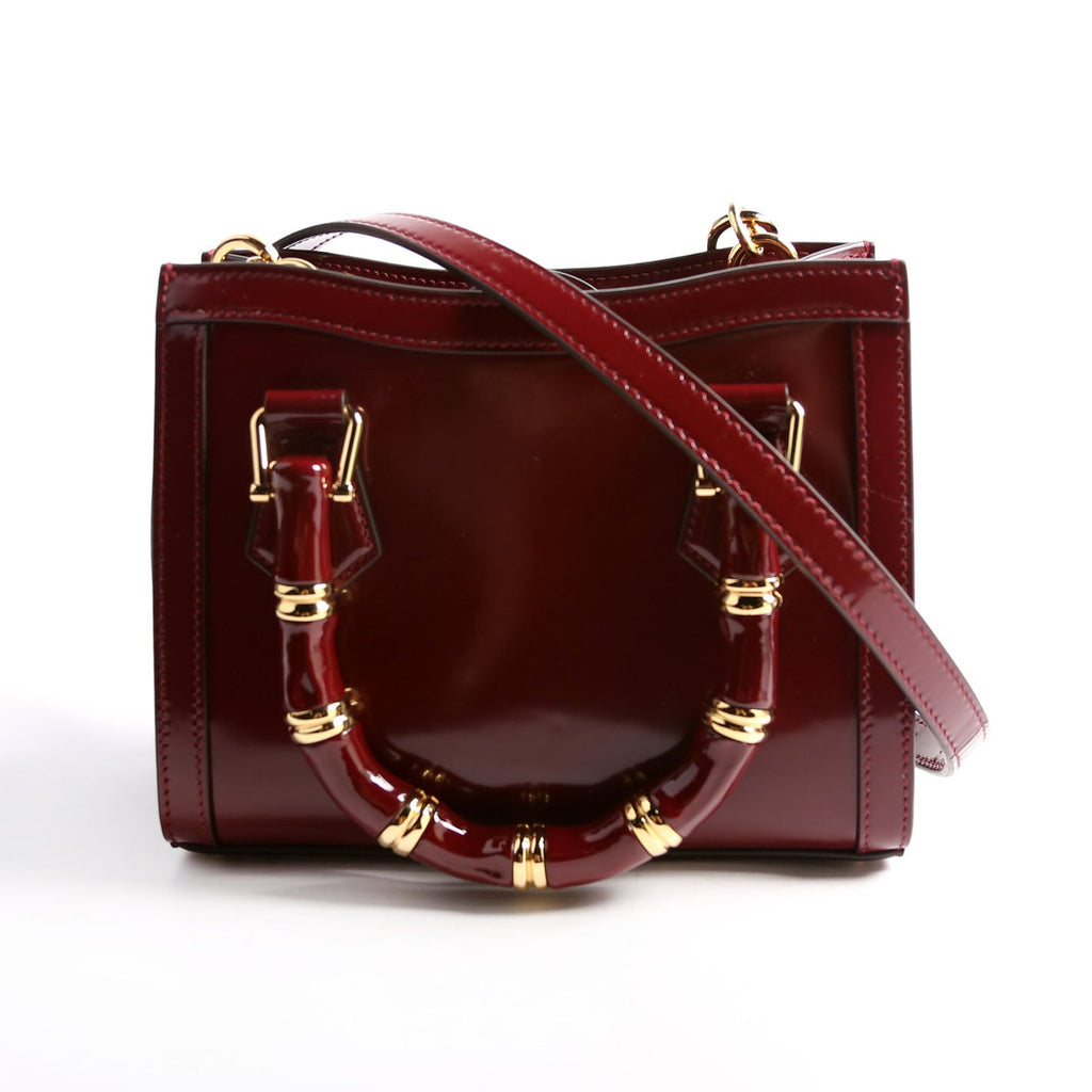 832936 Diana Mini Tote Patent Burgundy/Gold