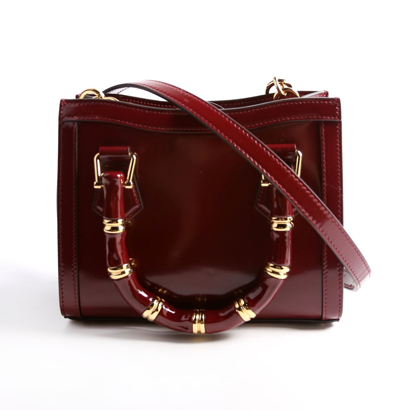 832936 Diana Mini Tote Patent Burgundy/Gold