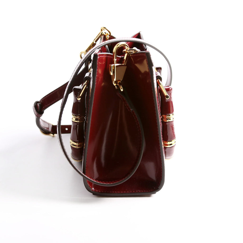 832936 Diana Mini Tote Patent Burgundy/Gold
