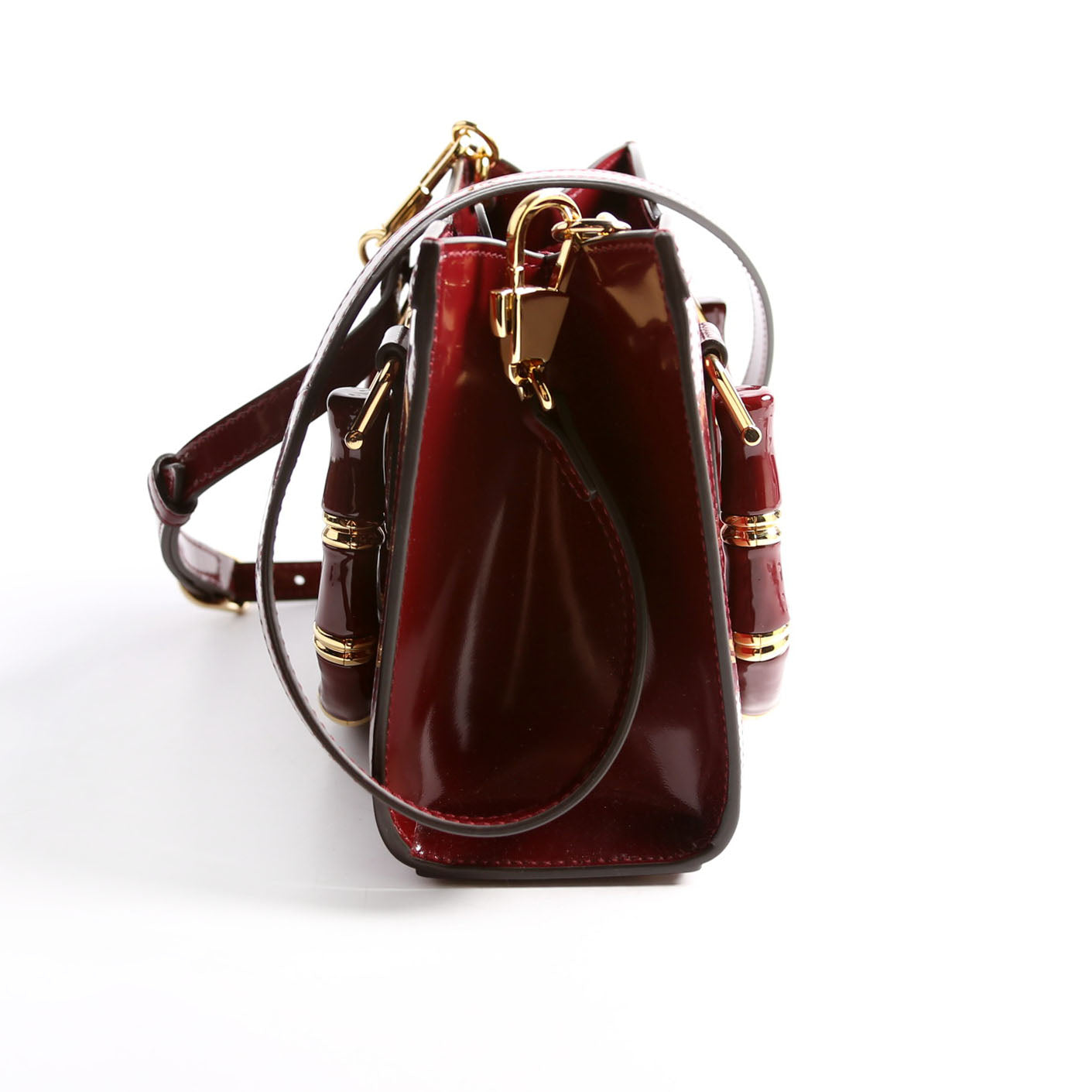 832936 Diana Mini Tote Patent Burgundy/Gold