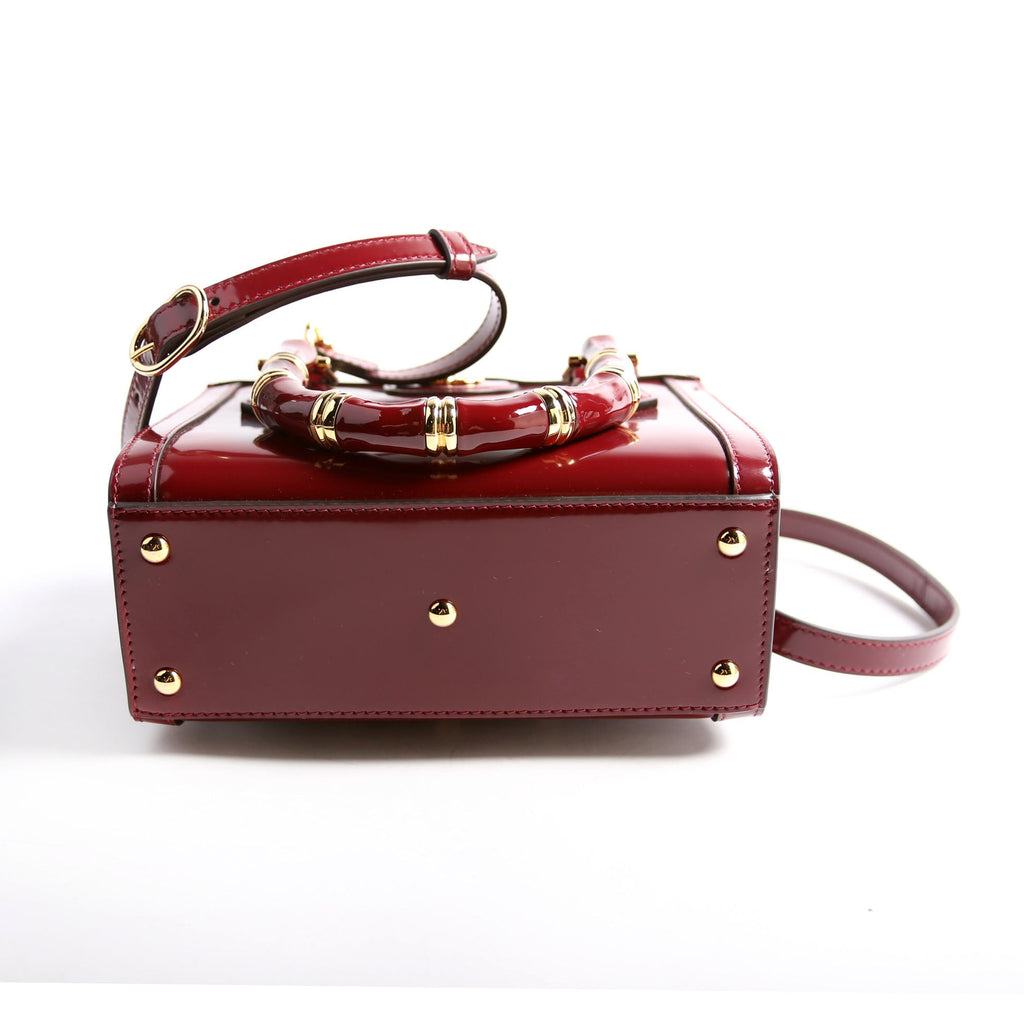 832936 Diana Mini Tote Patent Burgundy/Gold