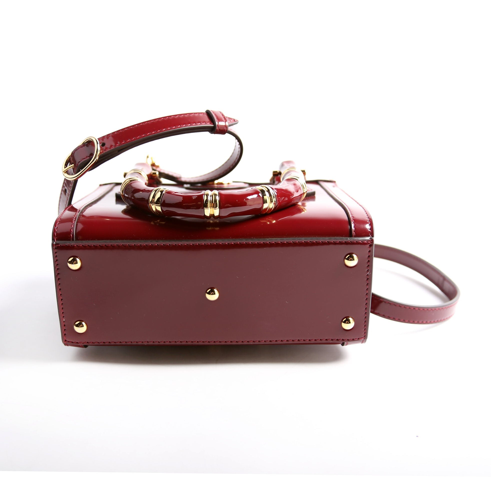 832936 Diana Mini Tote Patent Burgundy/Gold