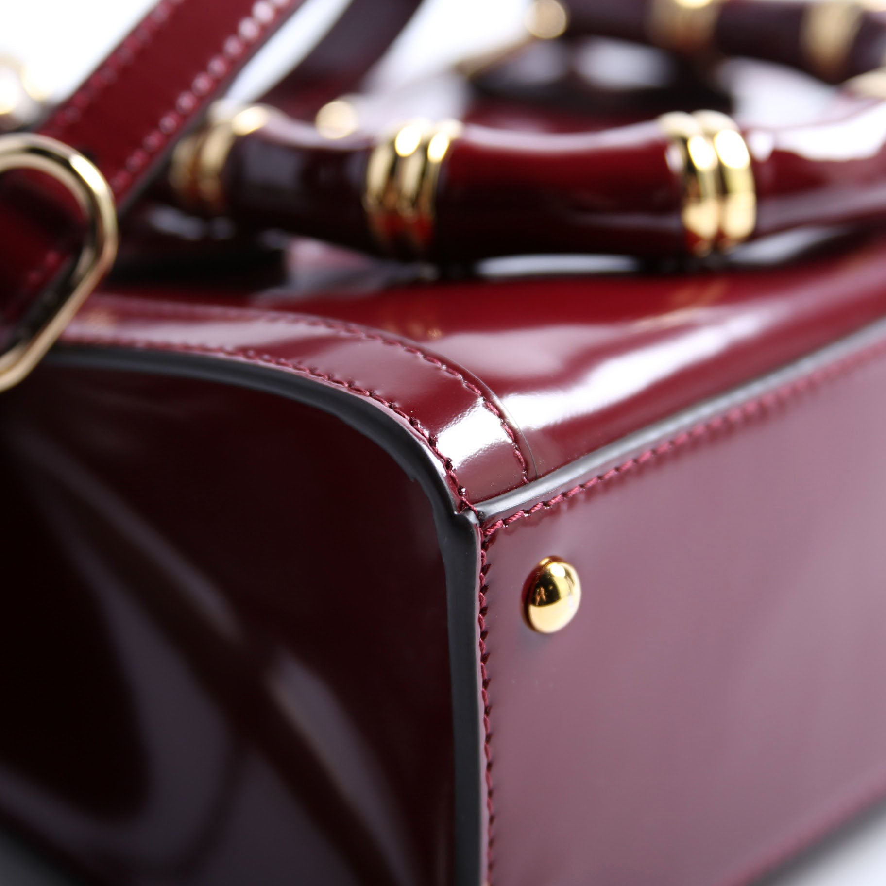 832936 Diana Mini Tote Patent Burgundy/Gold
