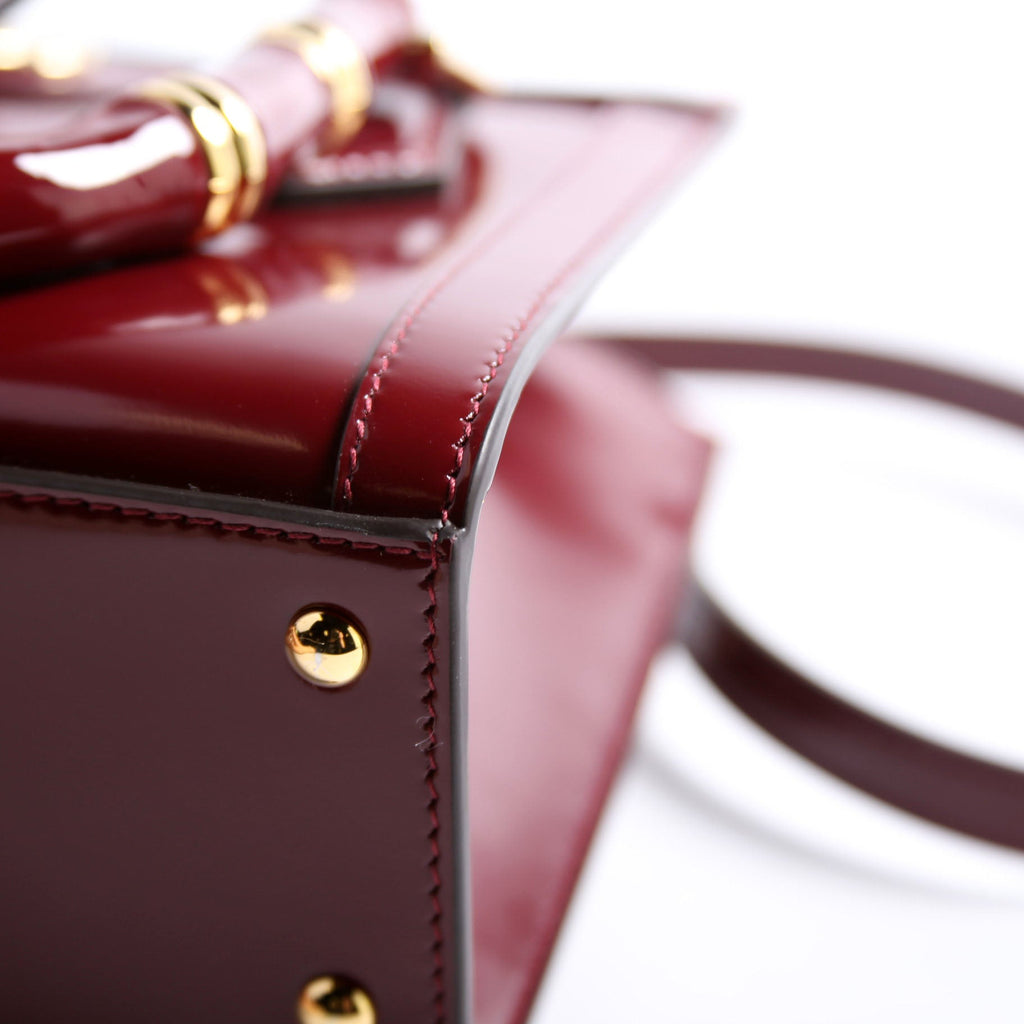 832936 Diana Mini Tote Patent Burgundy/Gold