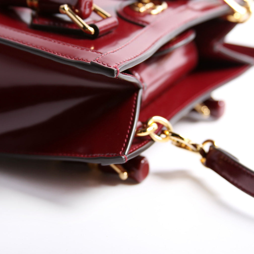 832936 Diana Mini Tote Patent Burgundy/Gold