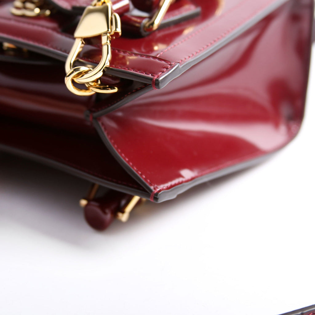 832936 Diana Mini Tote Patent Burgundy/Gold