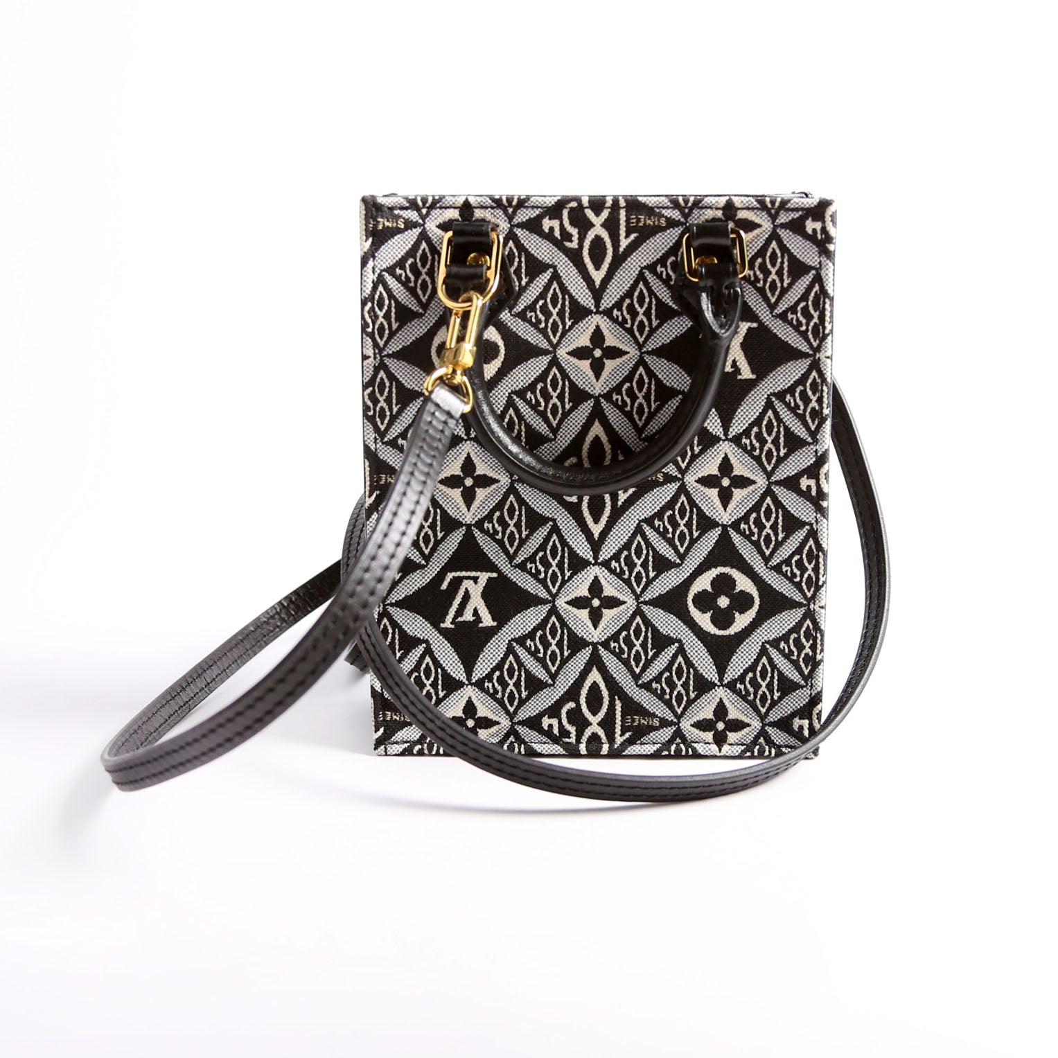 Petit Sac Plat Since 1854 Jacquard Black/Blue/White