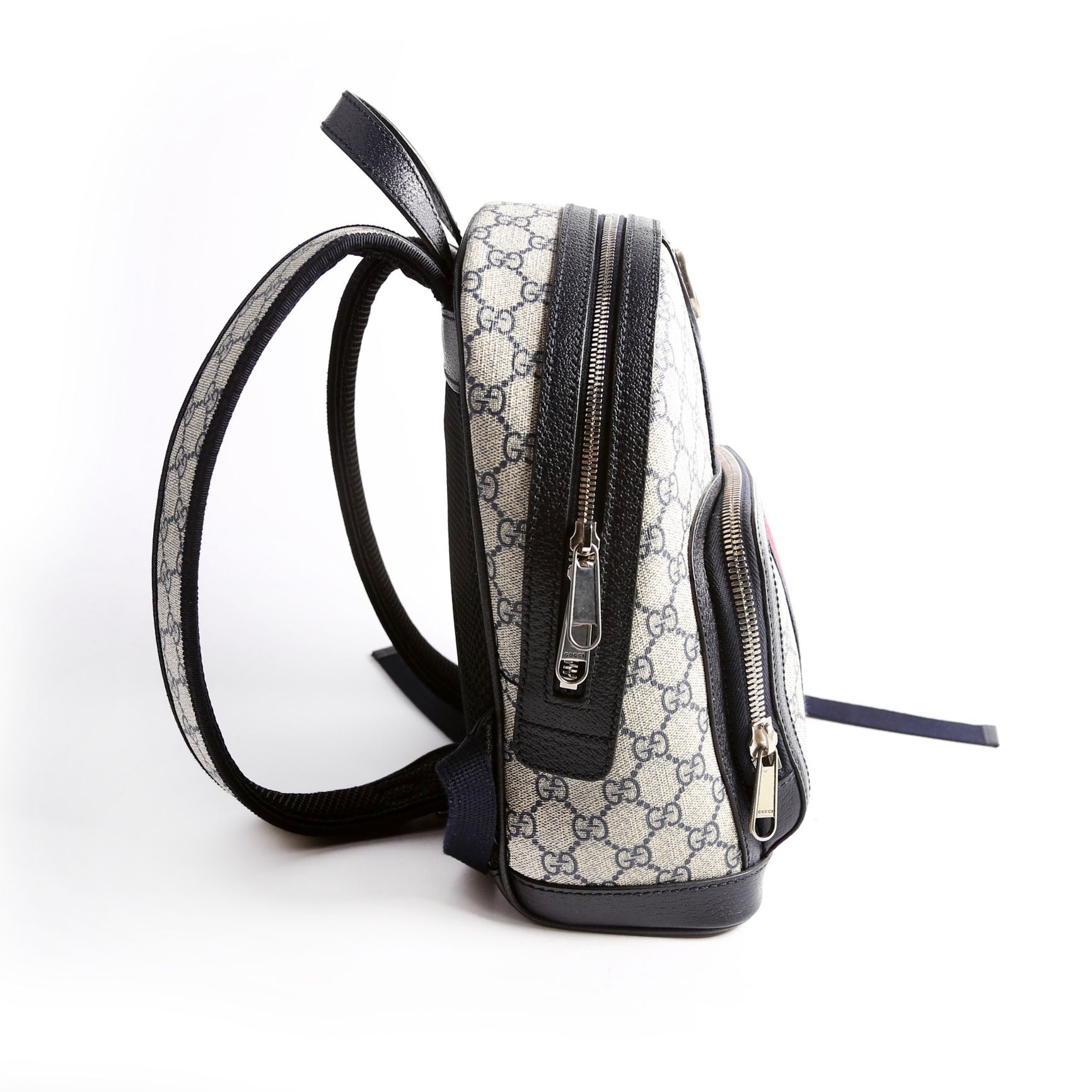 Gucci 547965 GG Supreme Ophidia Backpack Navy/Beige/Red