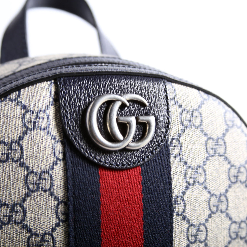 Gucci 547965 GG Supreme Ophidia Backpack Navy/Beige/Red