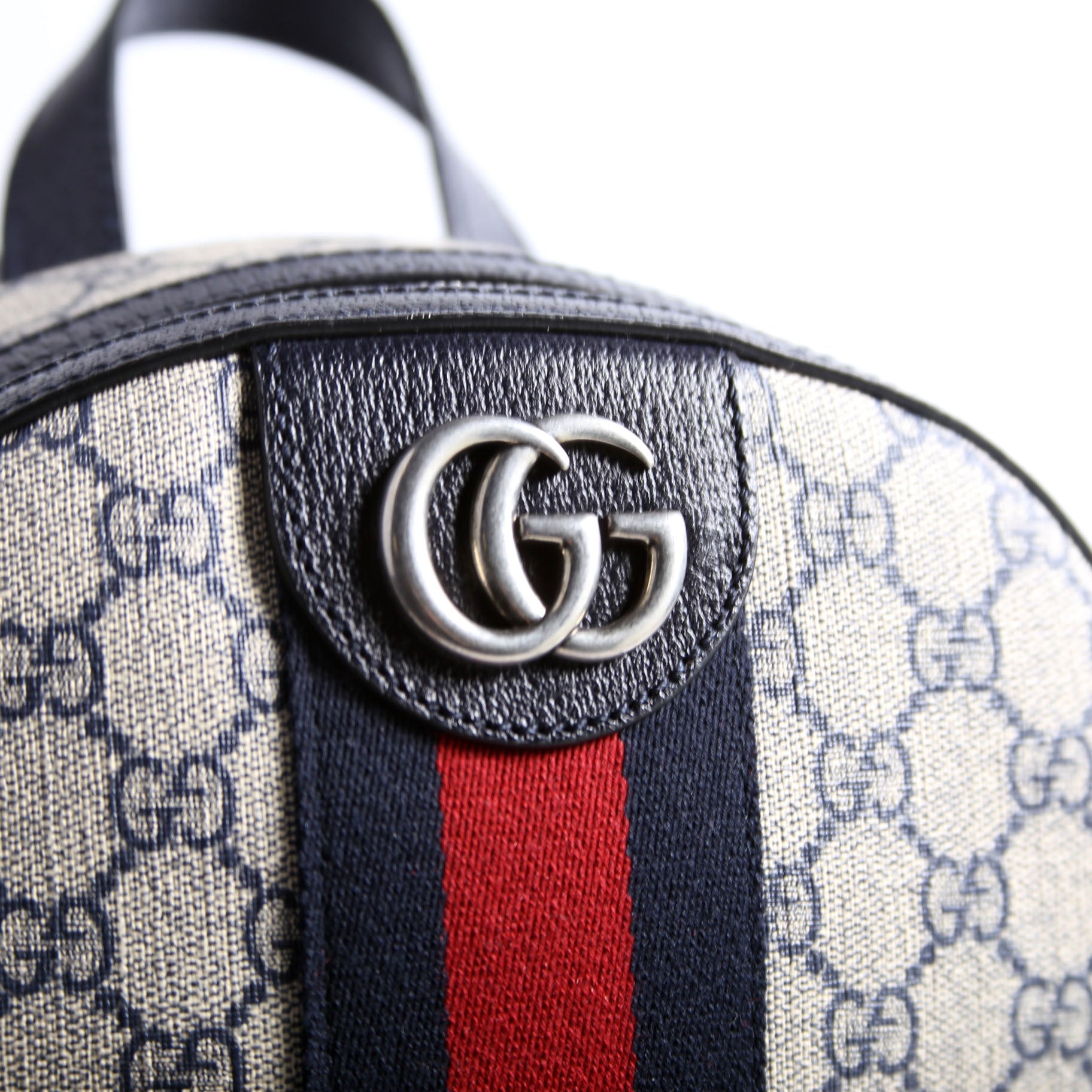 Gucci 547965 GG Supreme Ophidia Backpack Navy/Beige/Red