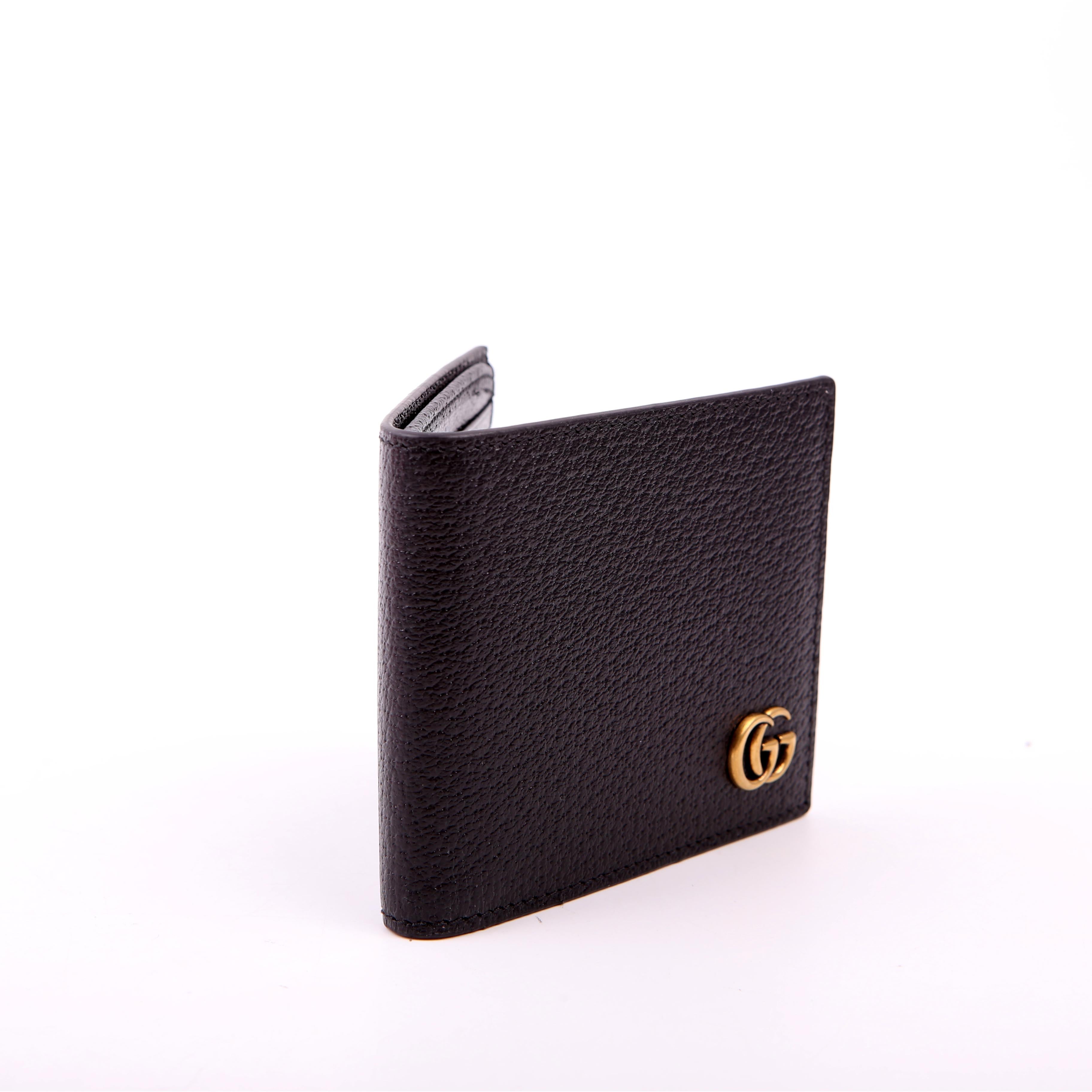 Gucci 428726 Marmont Bi-Fold Wallet Leather Black
