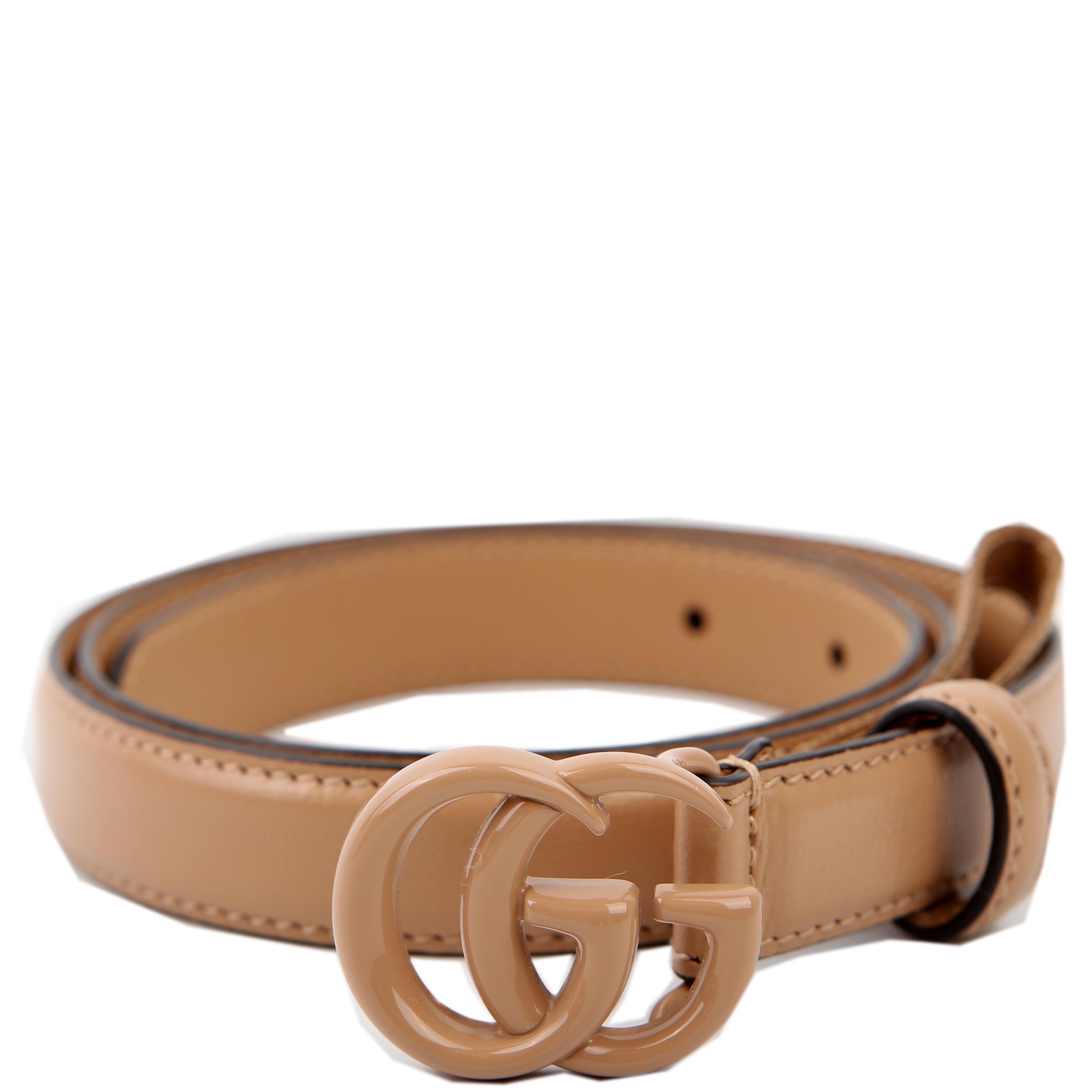 409417 GG Marmont Monochrome Thin Belt Size 75/30 Nude