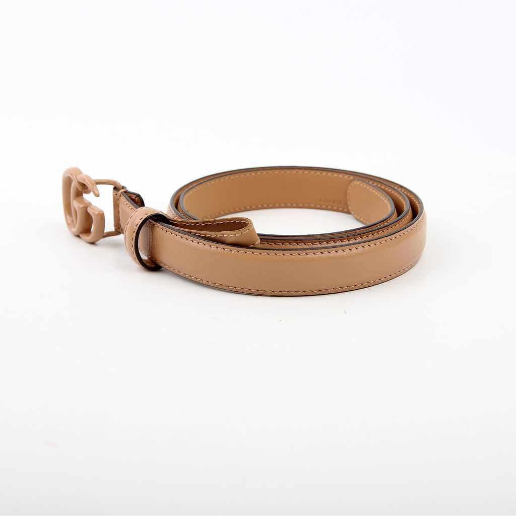 409417 GG Marmont Monochrome Thin Belt Size 75/30 Nude