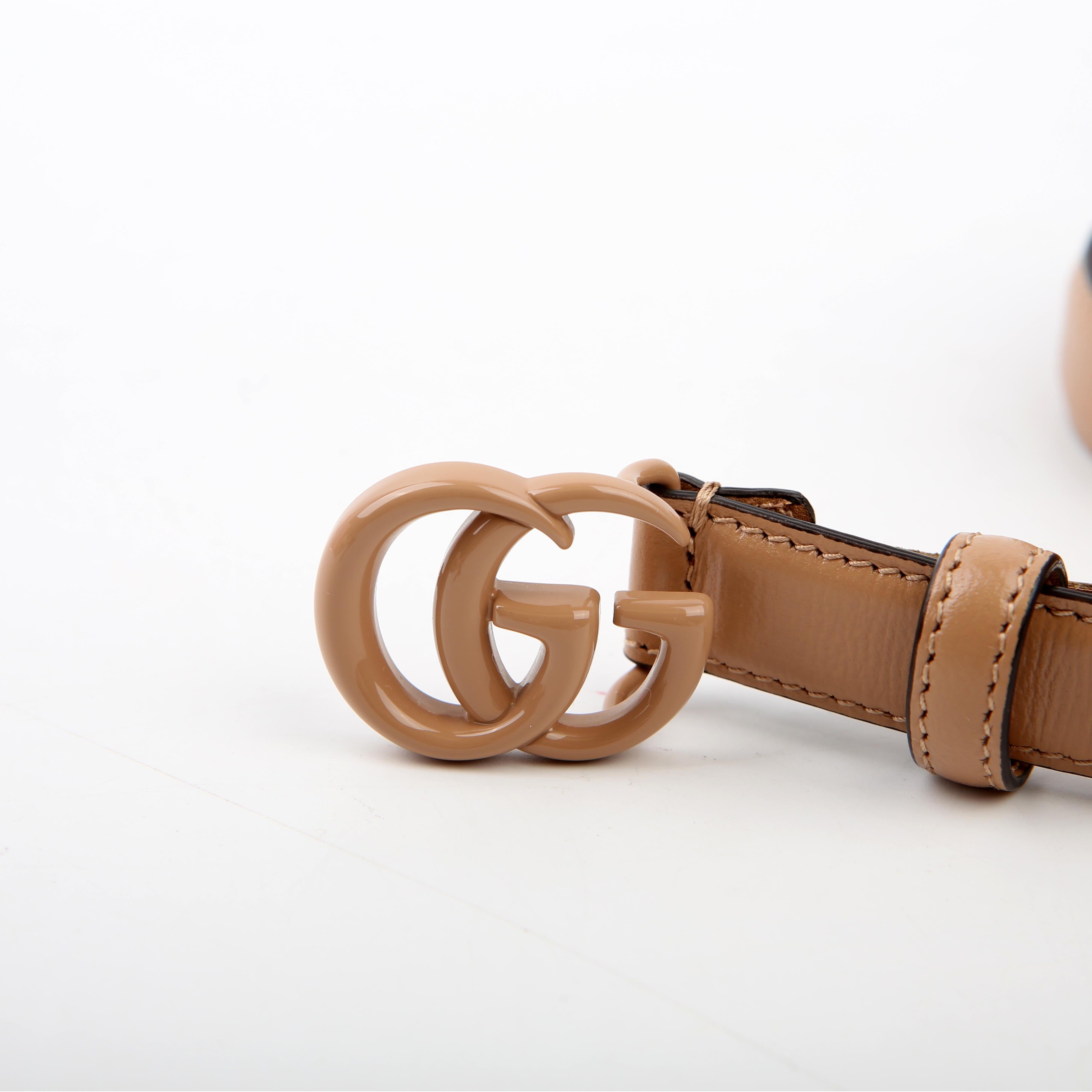 409417 GG Marmont Monochrome Thin Belt Size 75/30 Nude