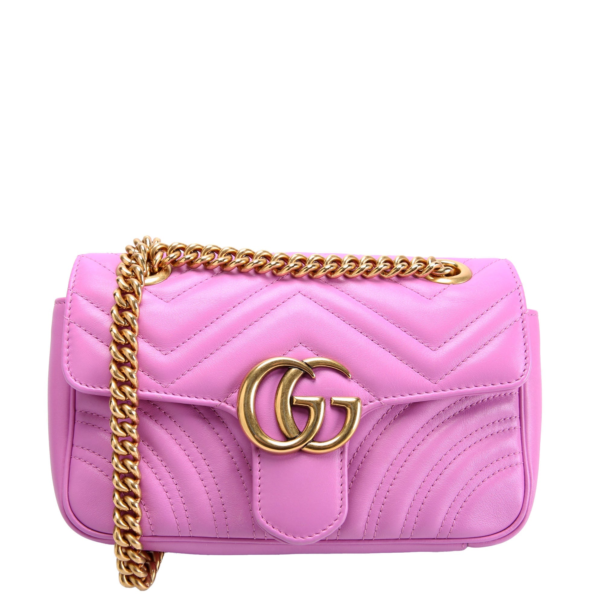 Gucci 446744 Marmont Leather Shoulder Mini Flap Pink