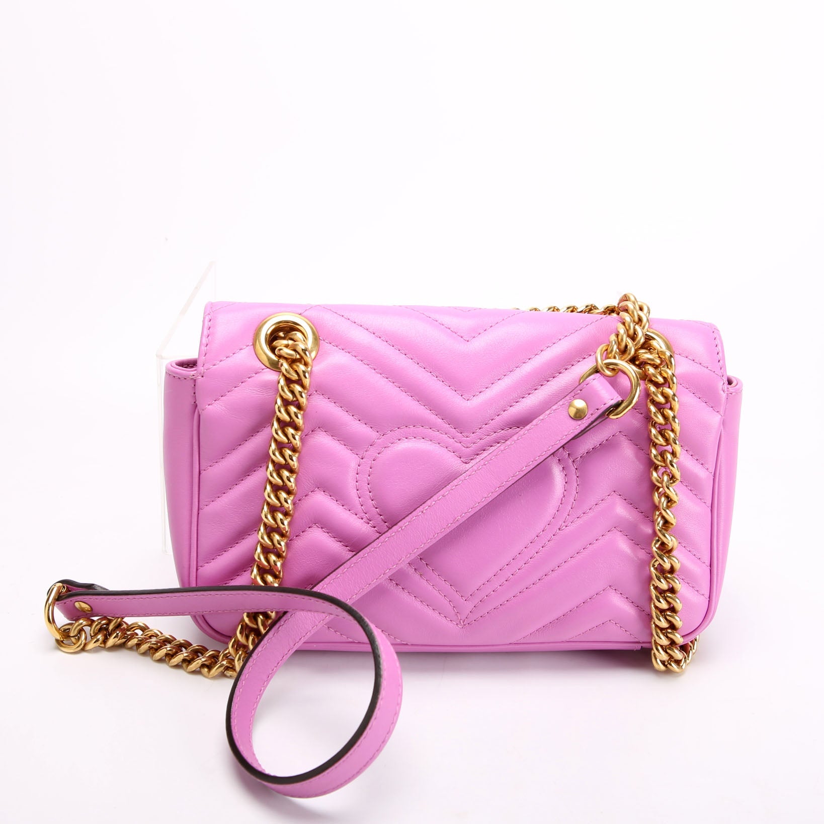 Gucci 446744 Marmont Leather Shoulder Mini Flap Pink