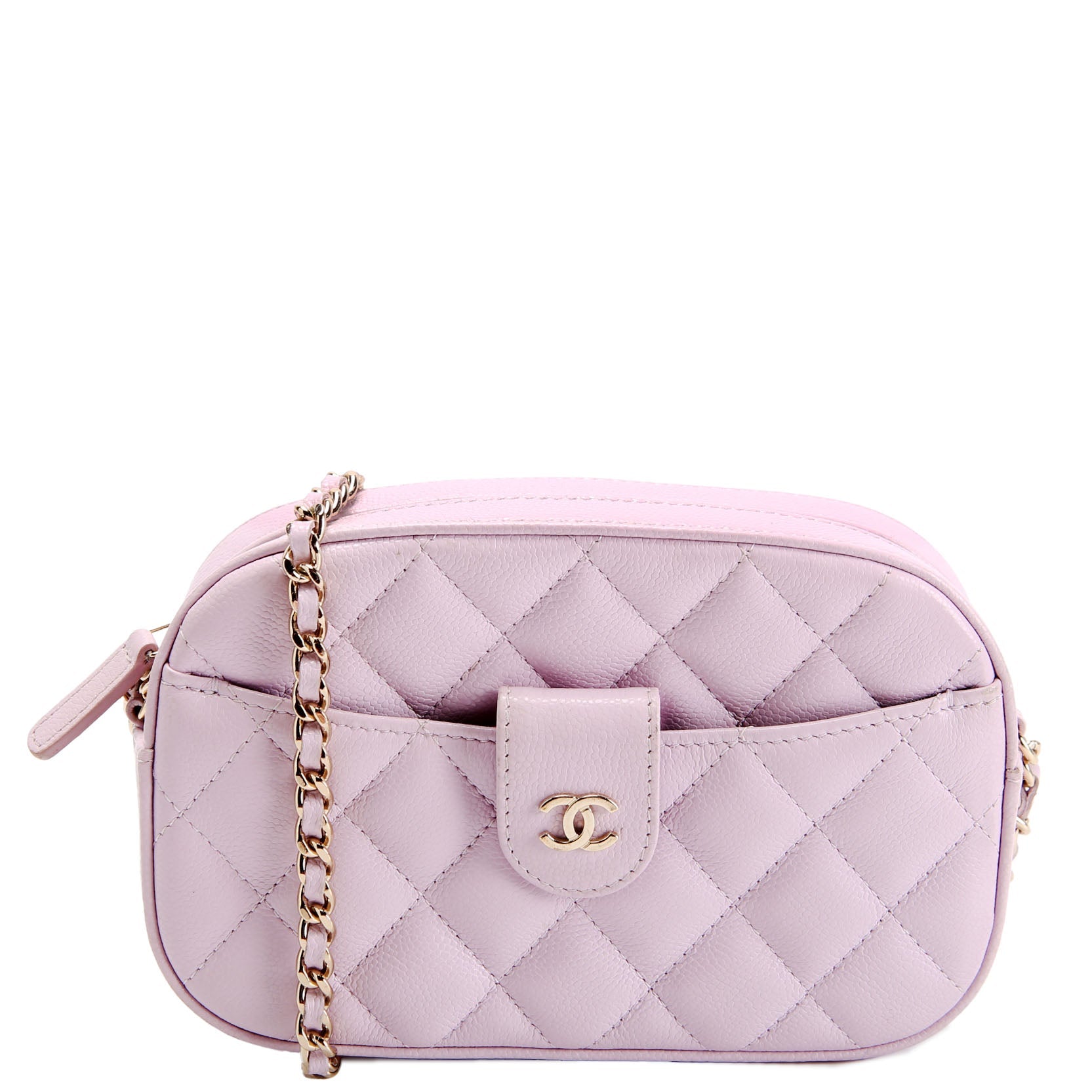 Chain Clutch Caviar RFID Pink