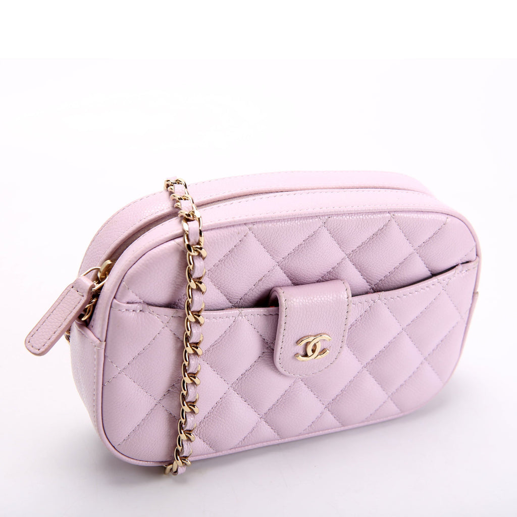 Chain Clutch Caviar RFID Pink