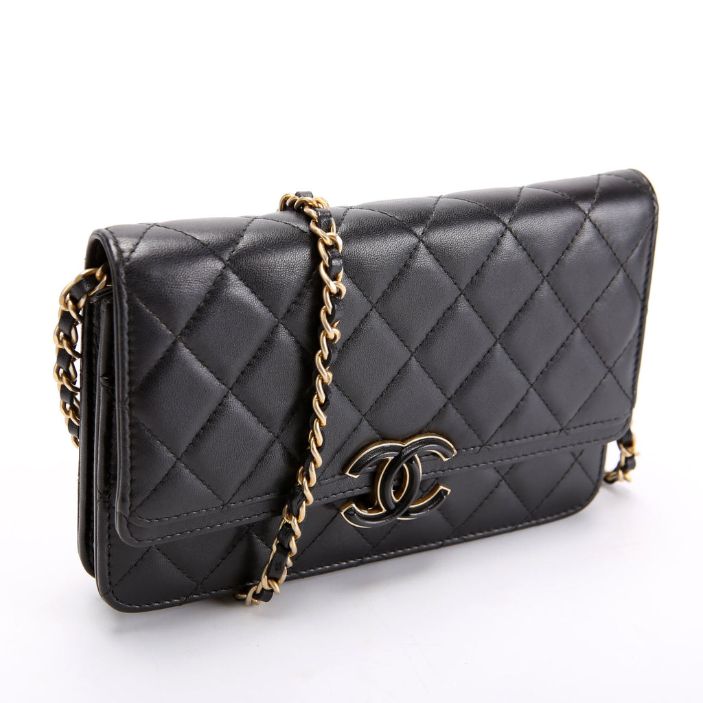Woc CC Chic Quilted Lambskin 28M Black