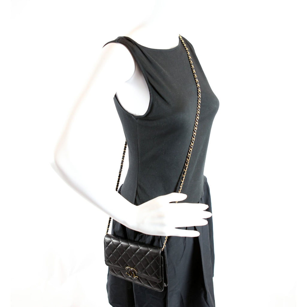 Woc CC Chic Quilted Lambskin 28M Black