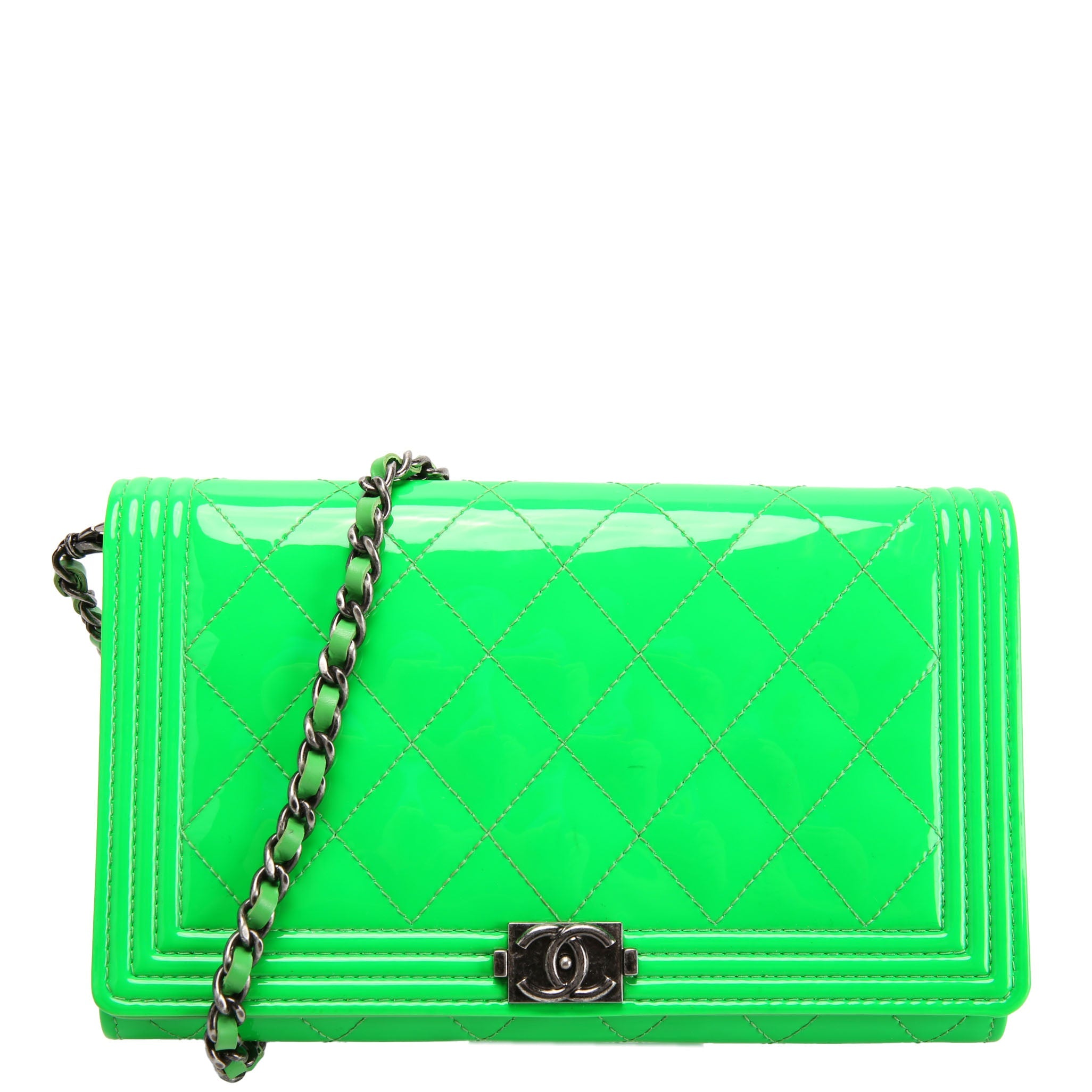 Boy Short Chain Clutch Patent 22M Green