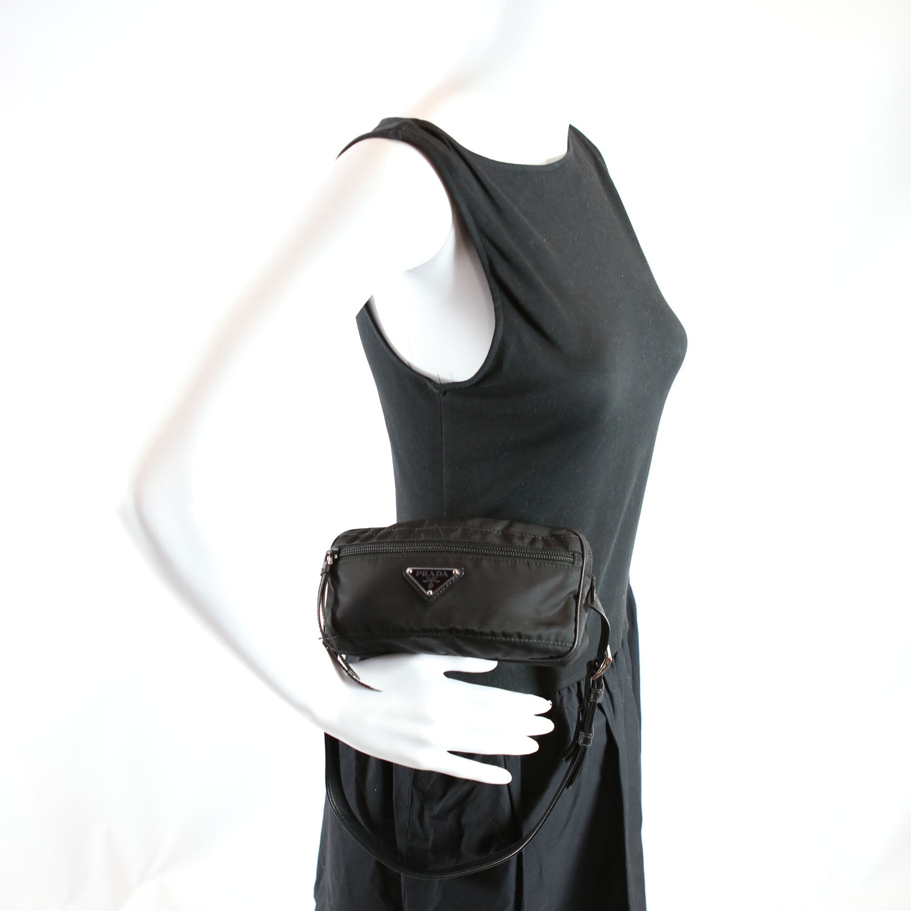 1BL012 Nylon Belt Bag Black