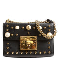 Gucci 432182 Padlock Pearl Leather Small Black